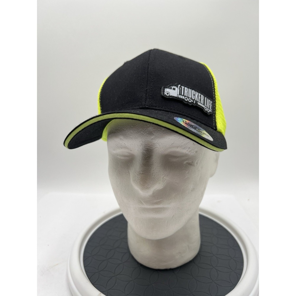 Trucker Life Hat Black Neon Yellow Mesh Snapback Truck Driver Cap NWT